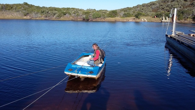 The do-it-yourself ferry at Goukamma Nature Reserve.  What a fun way to start!